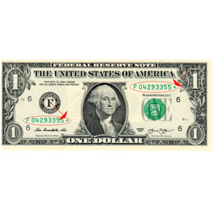 US $1 Banknote (1 U.S. dollar / 1 USD) with an asterisk