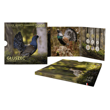 Monedas Circulantes Polacas "Urogallo" - set de monedas 1 gr - 5 zł 2008