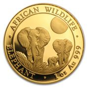 Vida salvaje africana: Elefante somalí 1 oz Oro 2014
