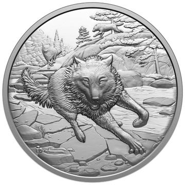 Canada: Great Hunters – Lobo Gris $20 Plata 2025 Proof Ultra High Relief