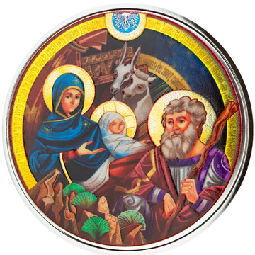 Medalla Bethlehem Nativity de 1 oz Plata Prooflike con color