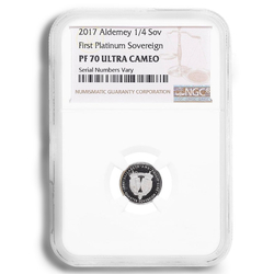 Alderney: 1/4 Sovereign Platinum 2017 Proof NGC PF70 Ultra Cameo