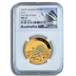 Australian Emu 1 oz Gold 2023 MS 69 NGC First Day of Issue (001)