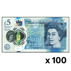 Banknote 5 Great British Pound - Queen Elizabeth II (5 pound / 5 GBP) 100 pcs Circulated 