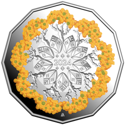 Christmas Decoration - Festive Floral coloured 50c Silber 2024 Proof