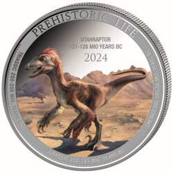 Congo: Prehistoric Life II - Utahraptor coloured 1 oz Silber 2024