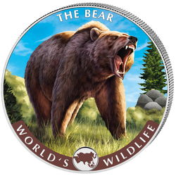 Congo: World‘s Wildlife - The Bear coloured 1 oz Silber 2022