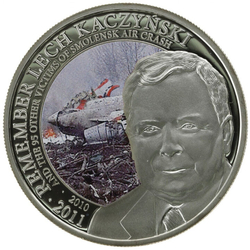 Cook-Inseln: Lech Kaczynski farbig 1/2 oz Silber 2011 Proof