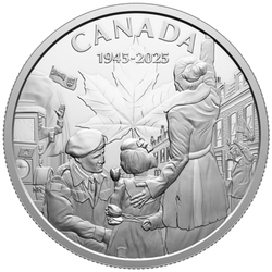 Kanada: 80ᵗʰ Jahrestag des Endes des Zweiten Weltkriegs in Europa 1 oz Silber 2025 Proofmünze