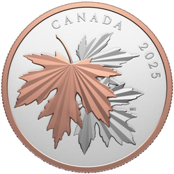 Kanadische Glänzende Maple Leaf 10 oz Silber 2025 Vergoldete Proof-Münze