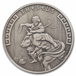 Niue: Heroes of Greek Mythology - Theseus 1 oz Silver 2024 Antiqued Coin