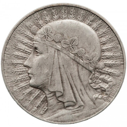 Polen: "Kopf einer Frau" Jadwiga 10 Zloty Silber 1932-1933