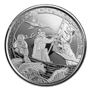 Samoa: Legends of Japan Series - Momotaro Onto Demon Island in Anime Style 1 oz Silber 2021 Antiqued Coin