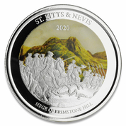 St. Kitts & Nevis: Siege of Brimstone Hill coloured 1 oz Silber 2020 Proof