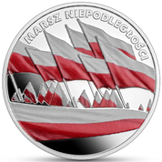 The Independence March coloured 10 PLN Silber 2023 Proof