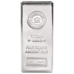 The Royal Canadian Mint 100 oz Silver Bar LBMA 