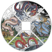 Tuvalu: Year of the Dragon Quadrant Four-Coin Set 1oz Silber 2024 Proof 