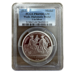 Wash. Diplomatic Medal 1 oz Silber 2013 Proof PCGS PR69 DCAM