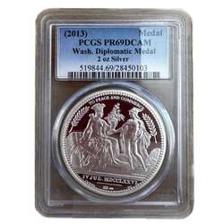 Wash. Diplomatic Medal 2 oz Silber 2013 Proof PCGS PR69 DCAM