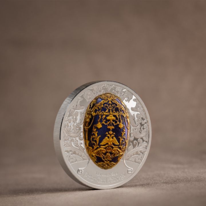  Mongolia: Peter Carl Fabergé – Tsarevich Egg coloured 2 oz Silber 2023 Proof High Relief Coin