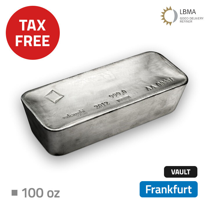 100 oz Investment Silver LBMA located at duty free magazine in Frankfurt (Loomis) 