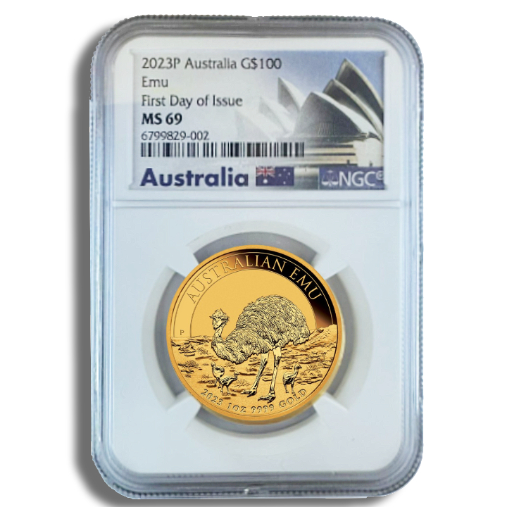 Australian Emu 1 oz Gold 2023 MS 69 NGC First Day of Issue (002)