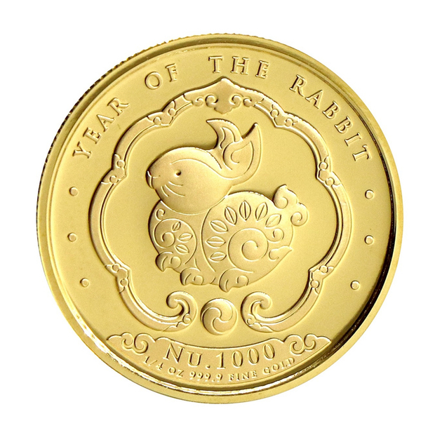 Bhutan: Lunar Year of the Rabbit coloured 1/4 oz Gold 2023