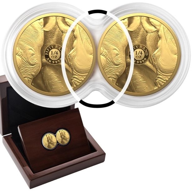 Big Five II: Rhino - Double Capsule - Set 2 x 1/4 oz Gold 2022 Proof