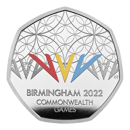 Birmingham 2022 Commonwealth Games UK 50p Silber Proof Piedfort Colour Coin