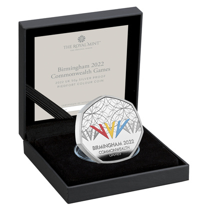 Birmingham 2022 Commonwealth Games UK 50p Silber Proof Piedfort Colour Coin