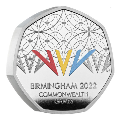 Birmingham 2022 Commonwealth Games UK 50p Silber Proof Piedfort Colour Coin