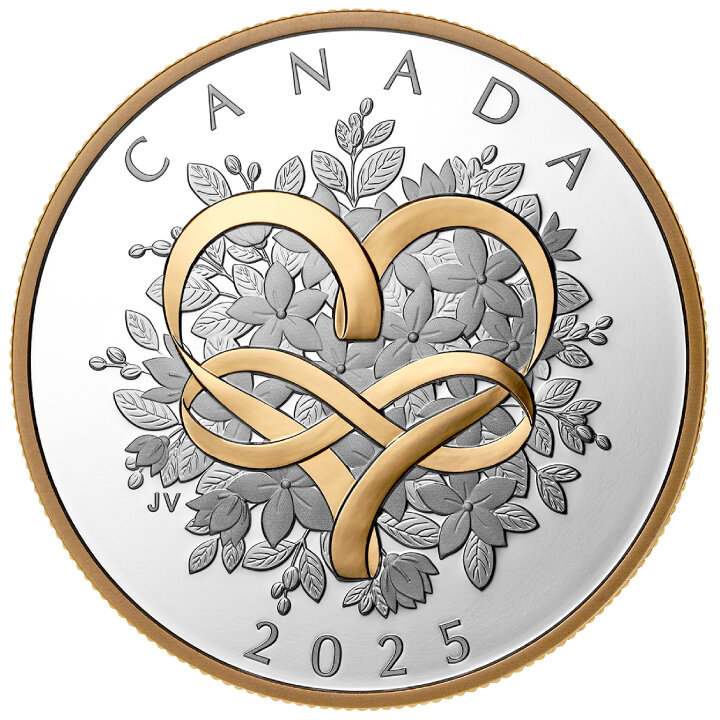 Canada: Celebrate Love $20 Silver 2025 Proof Gilded Coin 