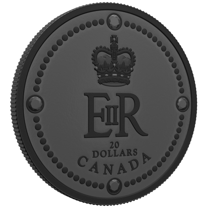 Canada: Queen Elizabeth II's Royal Cypher $20 Silver 2022 Black Rhodium Matte Proof