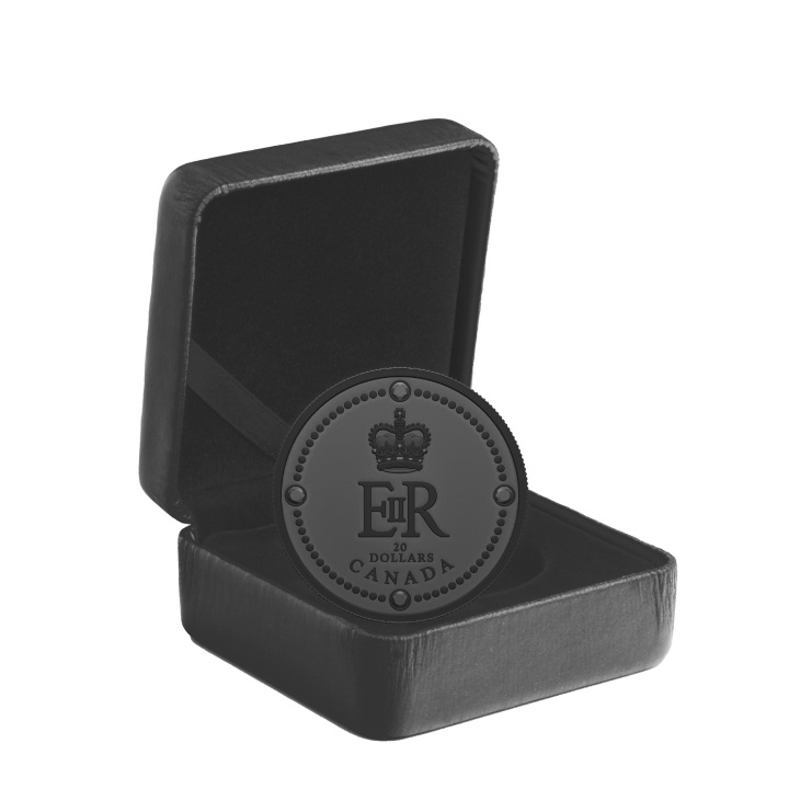 Canada: Queen Elizabeth II's Royal Cypher $20 Silver 2022 Black Rhodium Matte Proof