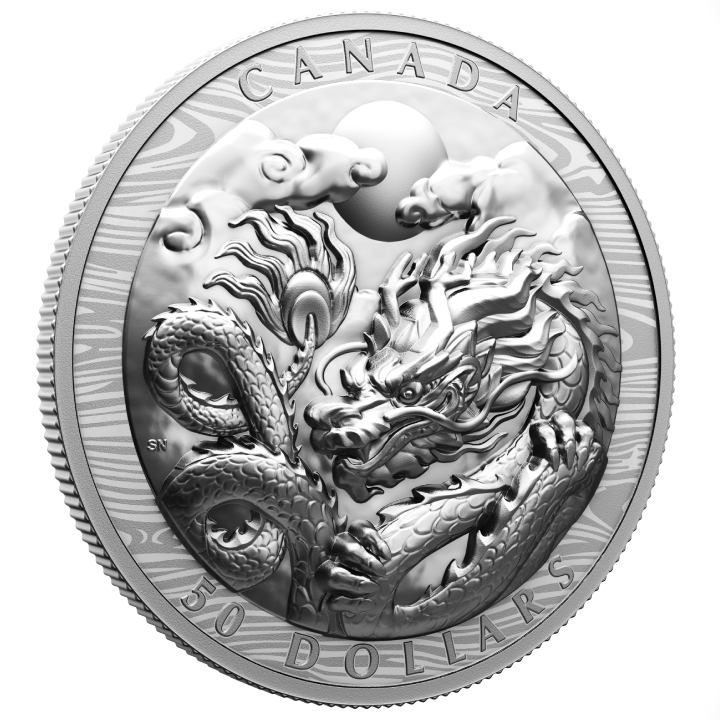 Canada: Year of the Dragon $50 Silver 2024 Proof Extraordinarily High Relief