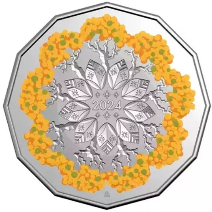 Christmas Decoration - Festive Floral coloured 50c Cupro-nickel 2024