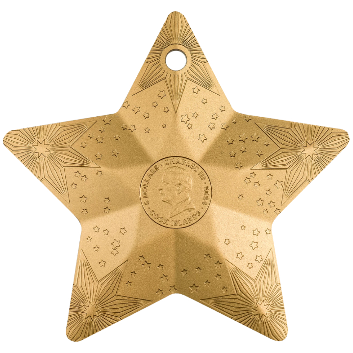 Cook Islands: Holiday Ornament - Starry Sky 1 oz Silber 2024 Gilded Silk Coin