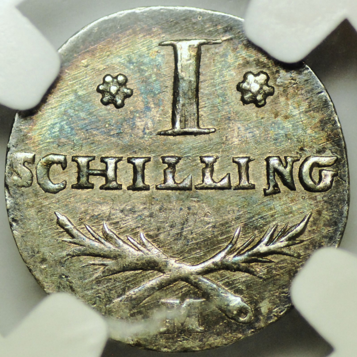 Die Freie Stadt Danzig: 1 Schilling Silber 1808-M NGC MS62