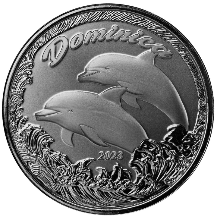 Dominica: Dolphin 1 oz Silver 2023 Prooflike (coin in capsule)
