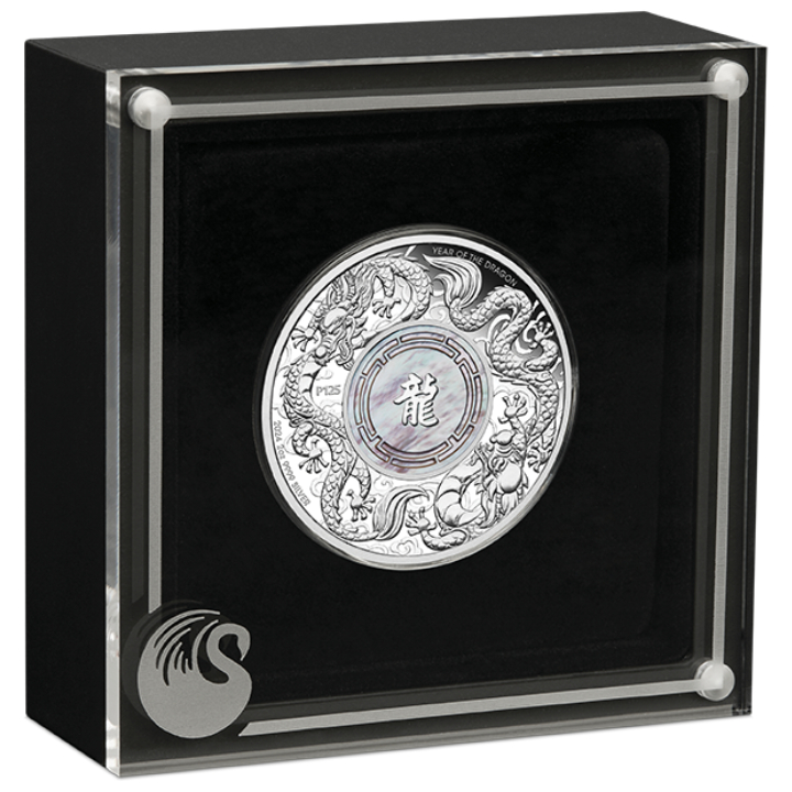 Double Dragon with Mother of Pearl 2 oz Silber 2024 Proof 