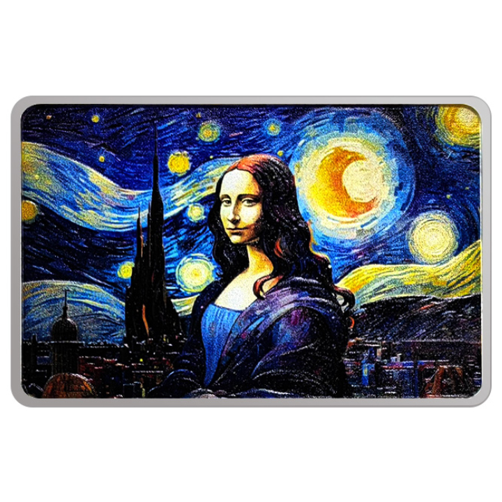 Fiji: Mona Lisa x Van Gogh coloured 2 oz Silber 2024 Proof