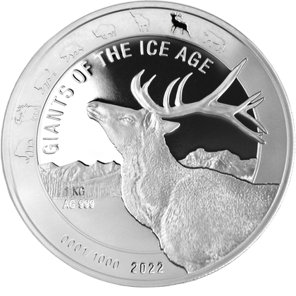 Ghana: Giants of the Ice Age - Reindeer 1000 g Silber 2022