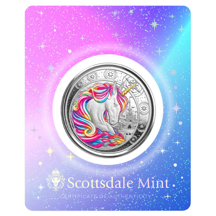 Ghana: Unicorn "Blossom" coloured 1 oz Silver 2023 Proof (coin in card)