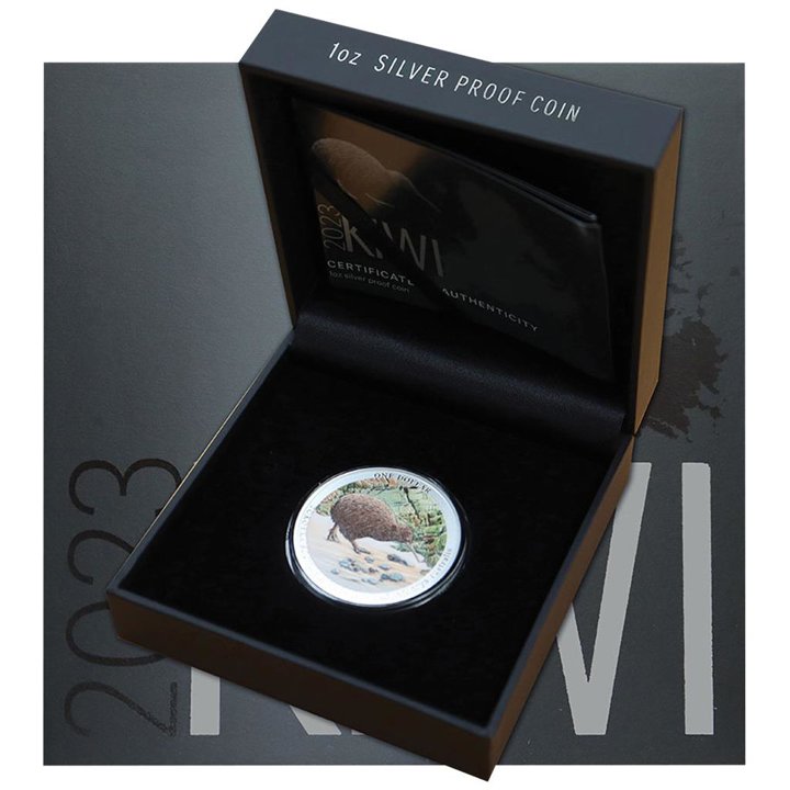 Kiwi coloured 1 oz Silber 2023 Proof Coin