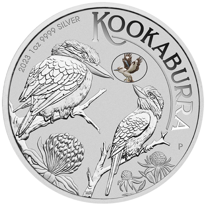 Kookaburra with Kookaburra coloured 1 oz Silber 2023 Privy Mark (Sydney Money Expo Anda Special)