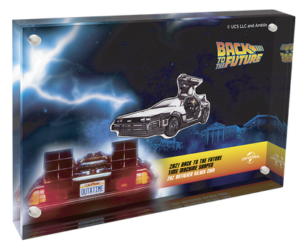 Niue: Back to the Future - DeLorean Time Machine coloured 2 oz Silver 2021 Antiqued Coin 