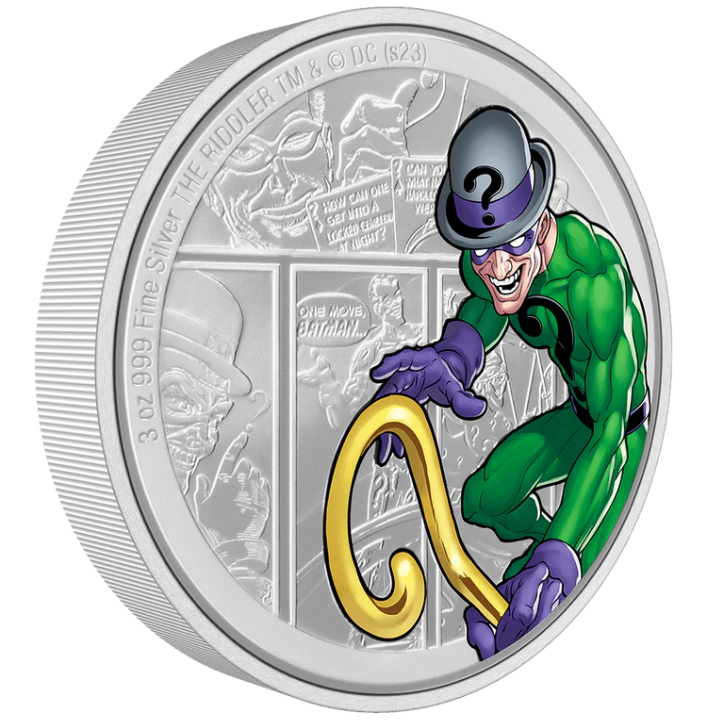 Niue: DC Villains - The Riddler coloured 3 oz Silber 2023 Proof