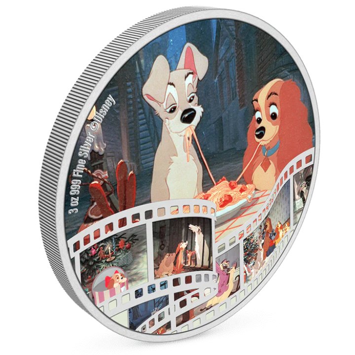 Niue: Disney Cinema Masterpieces - Lady and the Tramp coloured 3 oz Silber 2023 Proof