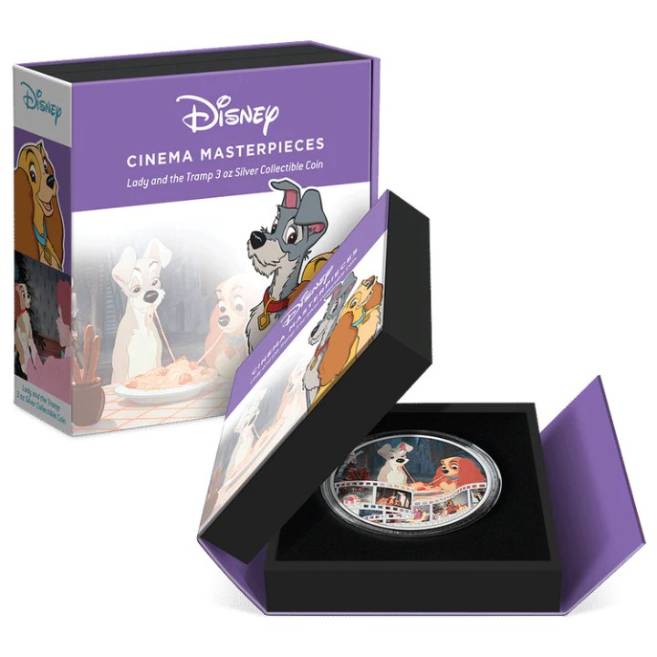 Niue: Disney Cinema Masterpieces - Lady and the Tramp coloured 3 oz Silber 2023 Proof