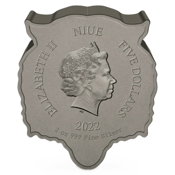 Niue: Fierce Nature -Tiger 2 oz Silber 2022 Antique Finish